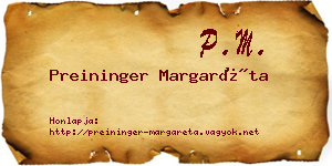 Preininger Margaréta névjegykártya